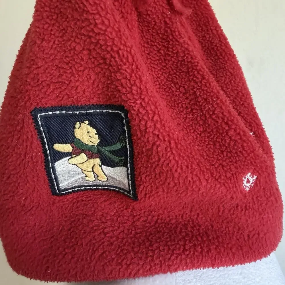 Disney Store Red Embroidered Winnie the Pooh Bear Snow Winter Beanie Hat